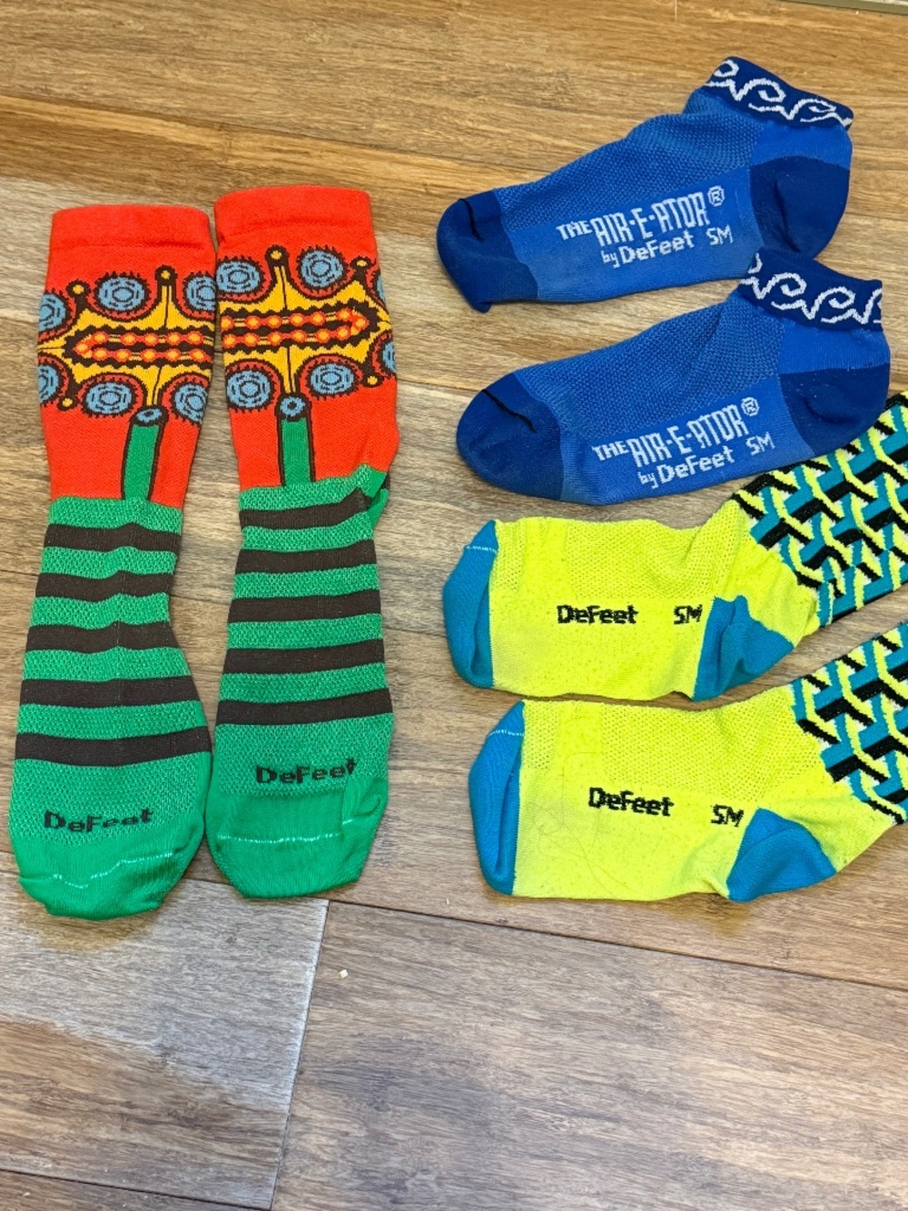 DeFeet cycling socks- three pairs